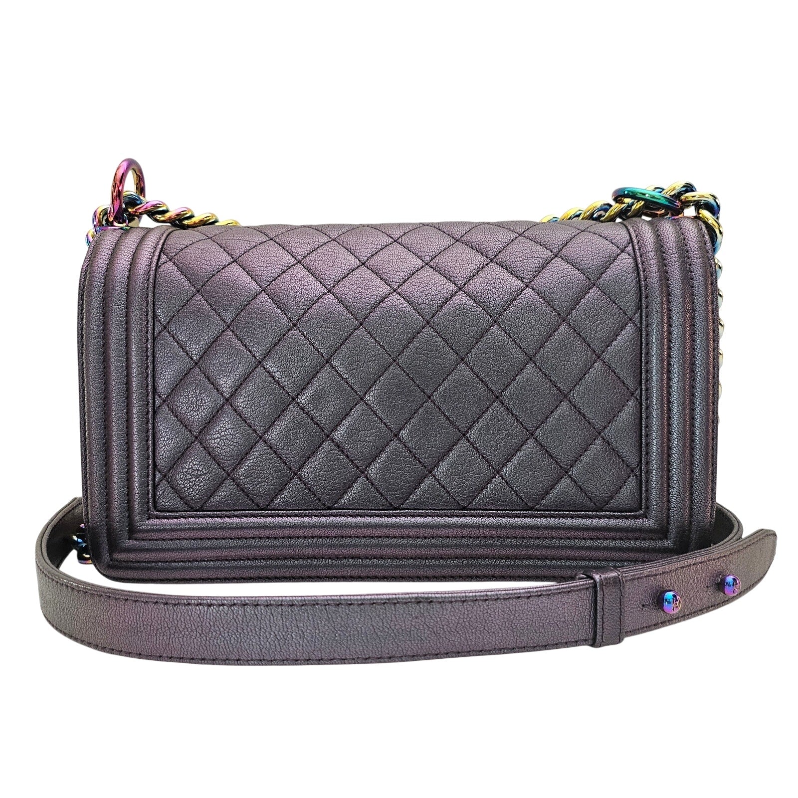 Chanel Mermaid 16C Old Medium Goatskin Boy Bag Purple
