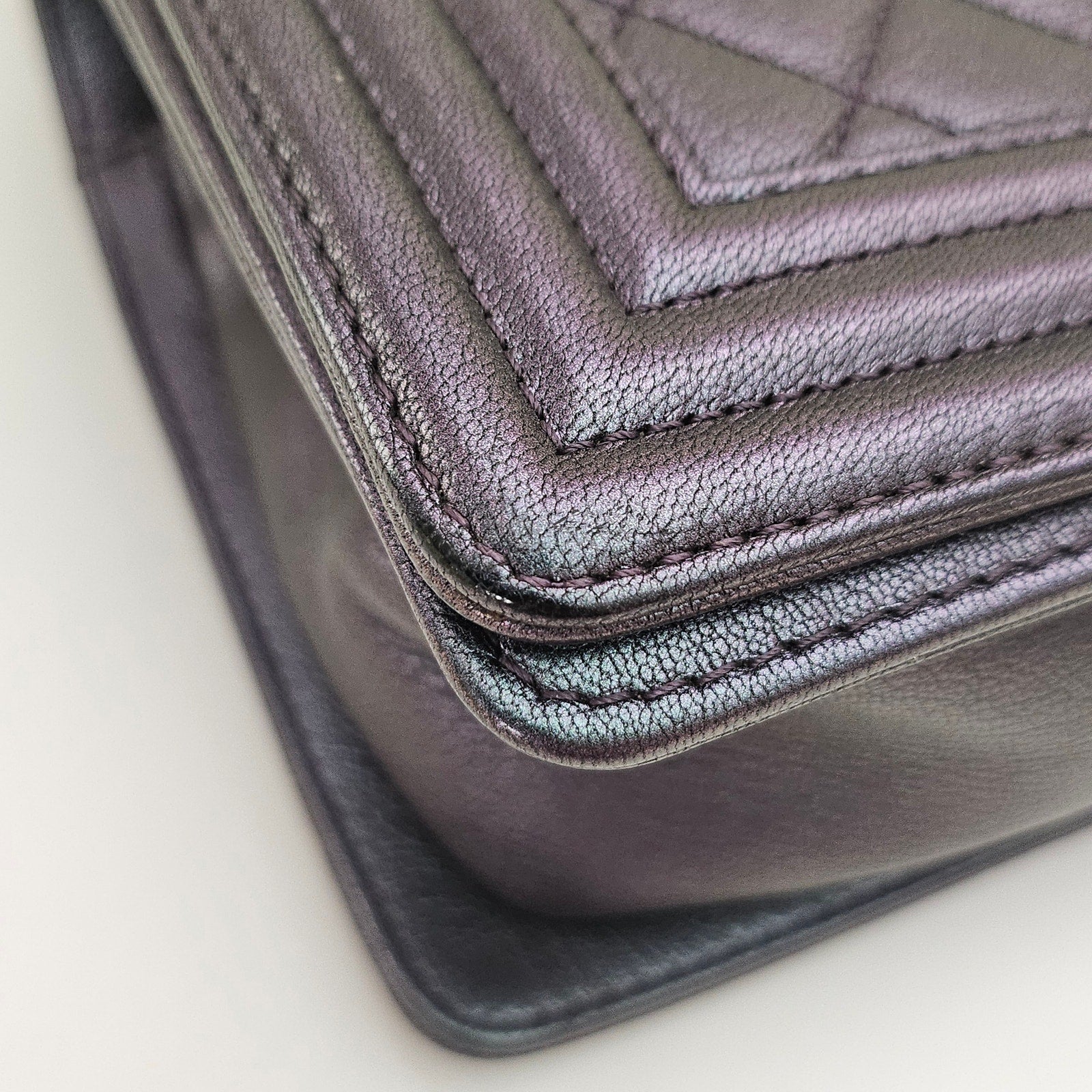 Chanel Mermaid 16C Old Medium Goatskin Boy Bag Purple