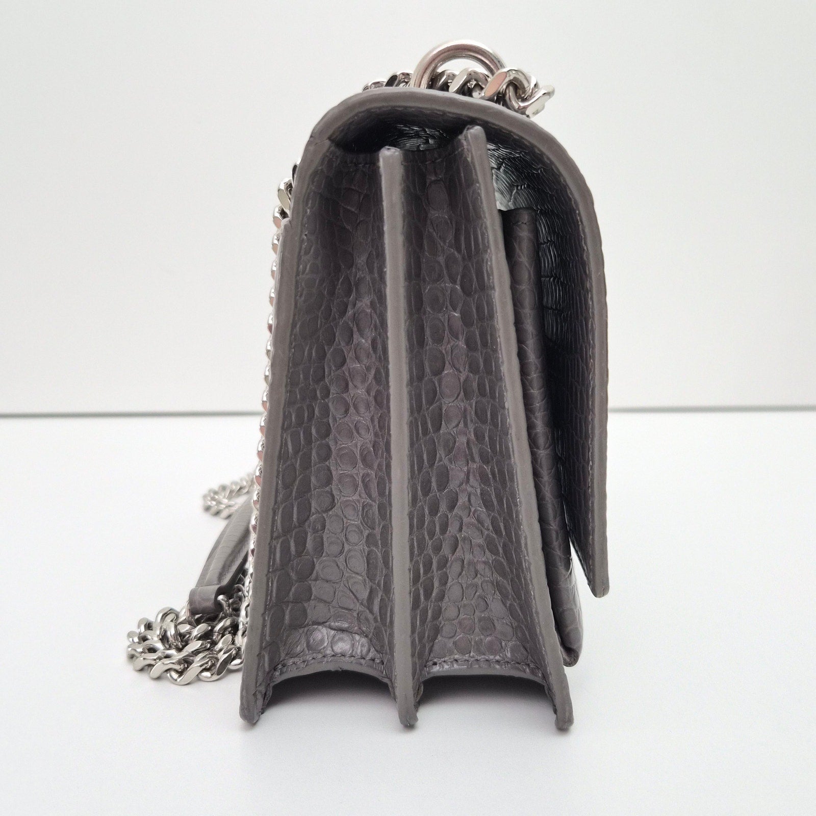 Saint Laurent Medium Croc Gray Sunset Shoulder Bag