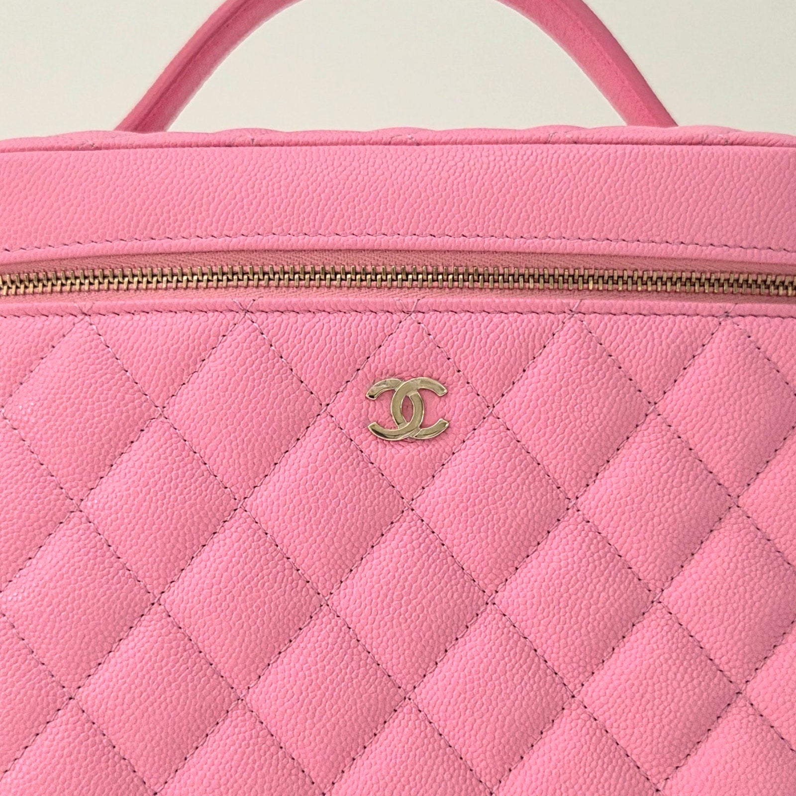 Chanel Caviar Quilted Large Vanity Bag with Mirror Pink NWT