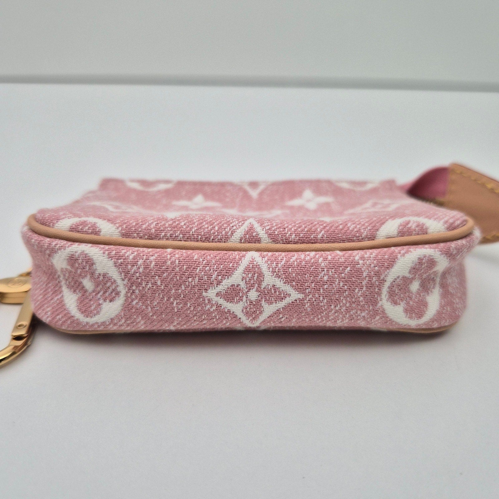 Louis Vuitton Monogram Jacquard Micro Pochette Case Pink White Denim