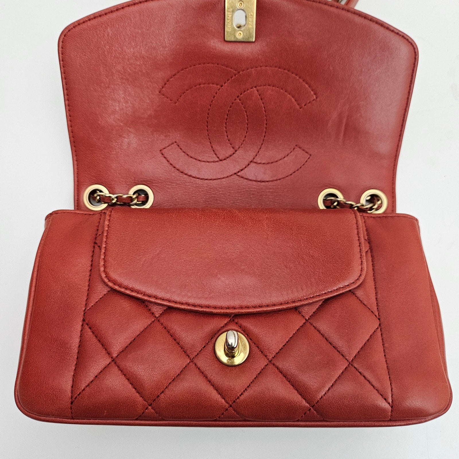 Chanel Small Diana Leather Brown Shoulder Bag