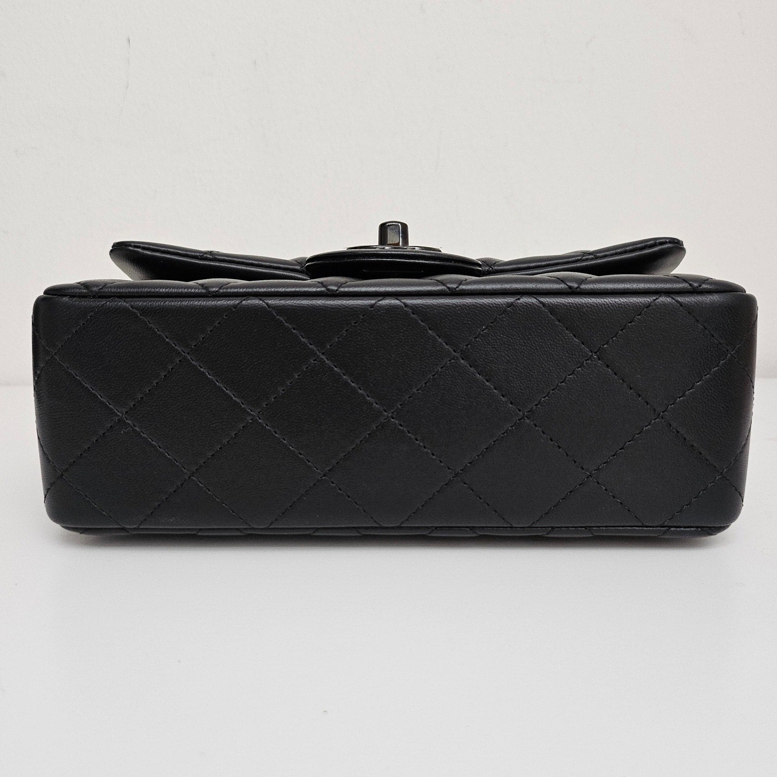 Chanel Lambskin Quilted Mini Top Handle Rectangular Flap So Black Bag