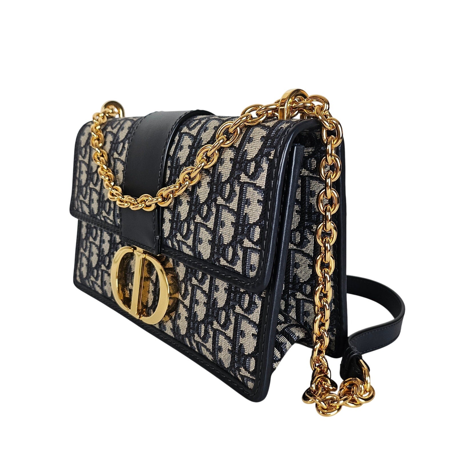 Christian Dior Oblique 30 Montaigne Chain Flap Bag Blue