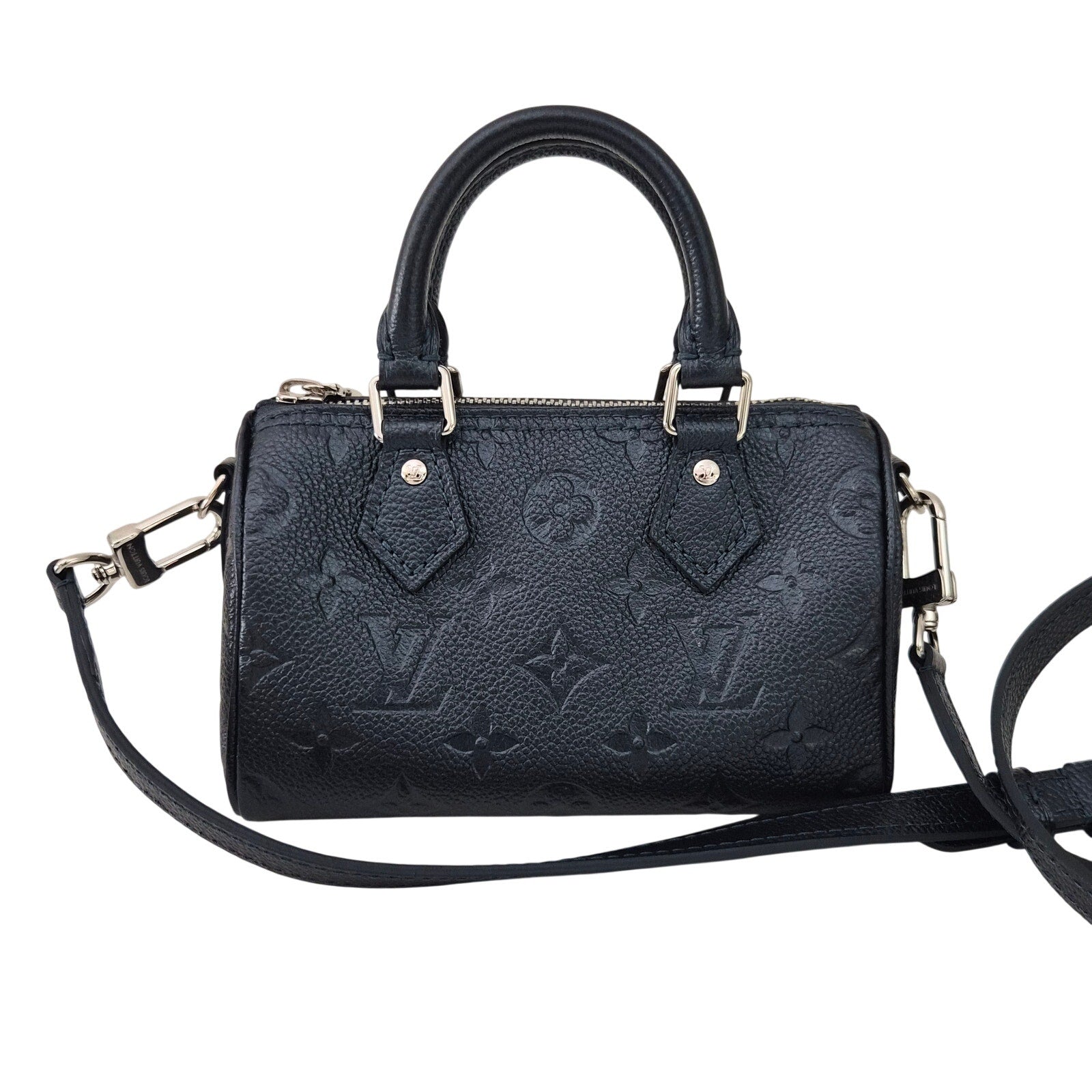 Louis Vuitton Shimmery Ink Black Empreinte Leather Nano Speedy