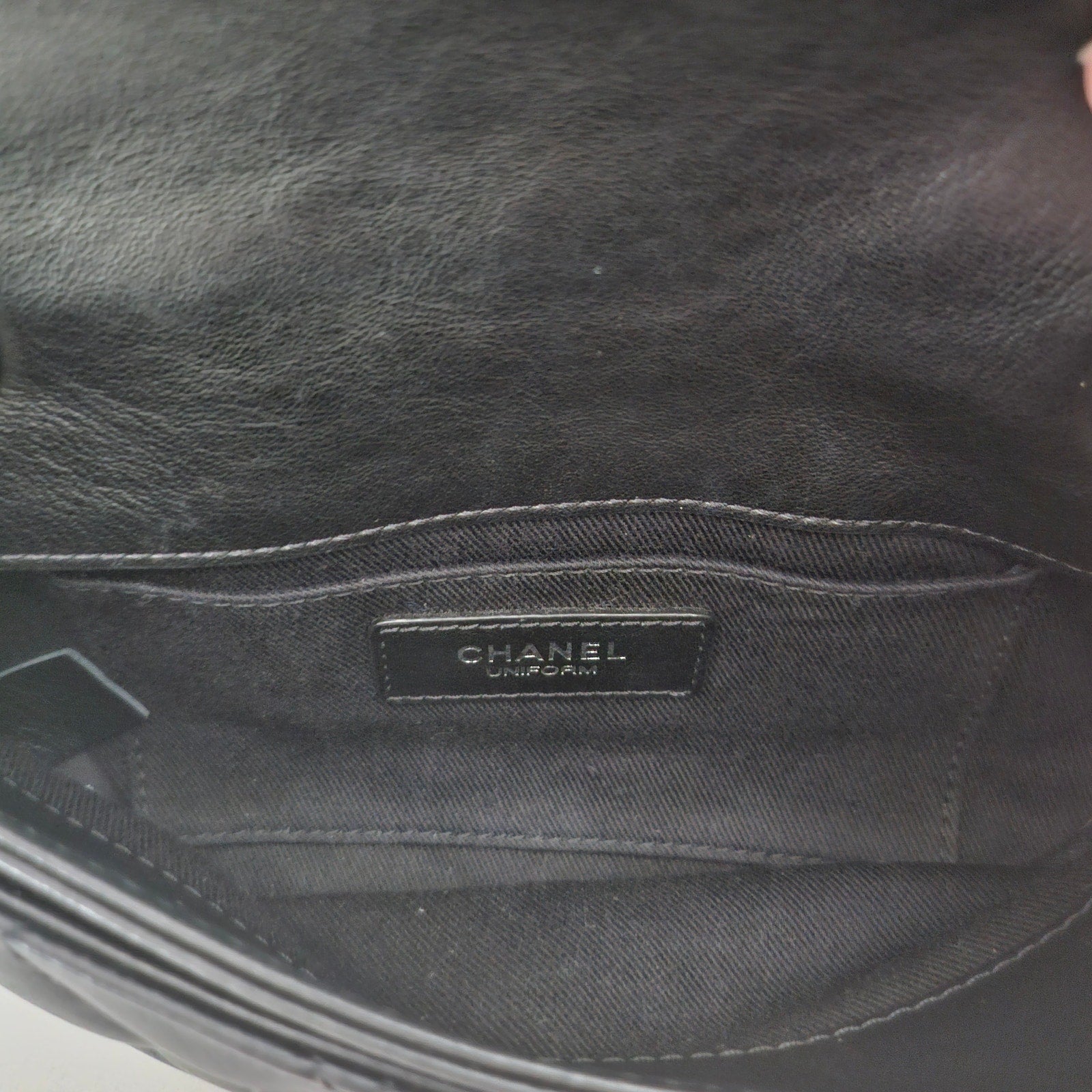 Chanel Quilted Uniform Leather CC Belt Bum Bag Black