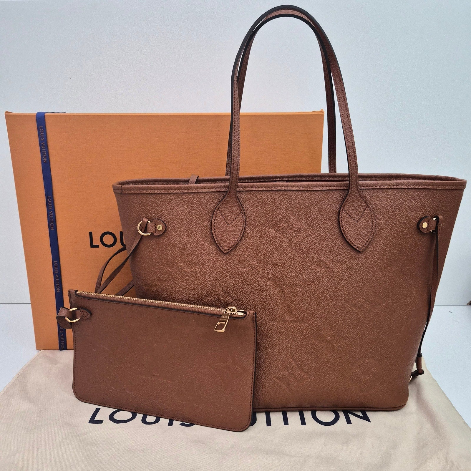 Louis Vuitton Empreinte Monogram Giant Neverfull MM Cognac Tote