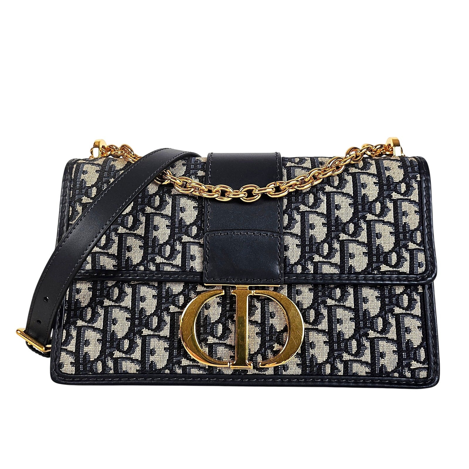 Christian Dior Oblique 30 Montaigne Chain Flap Bag Blue