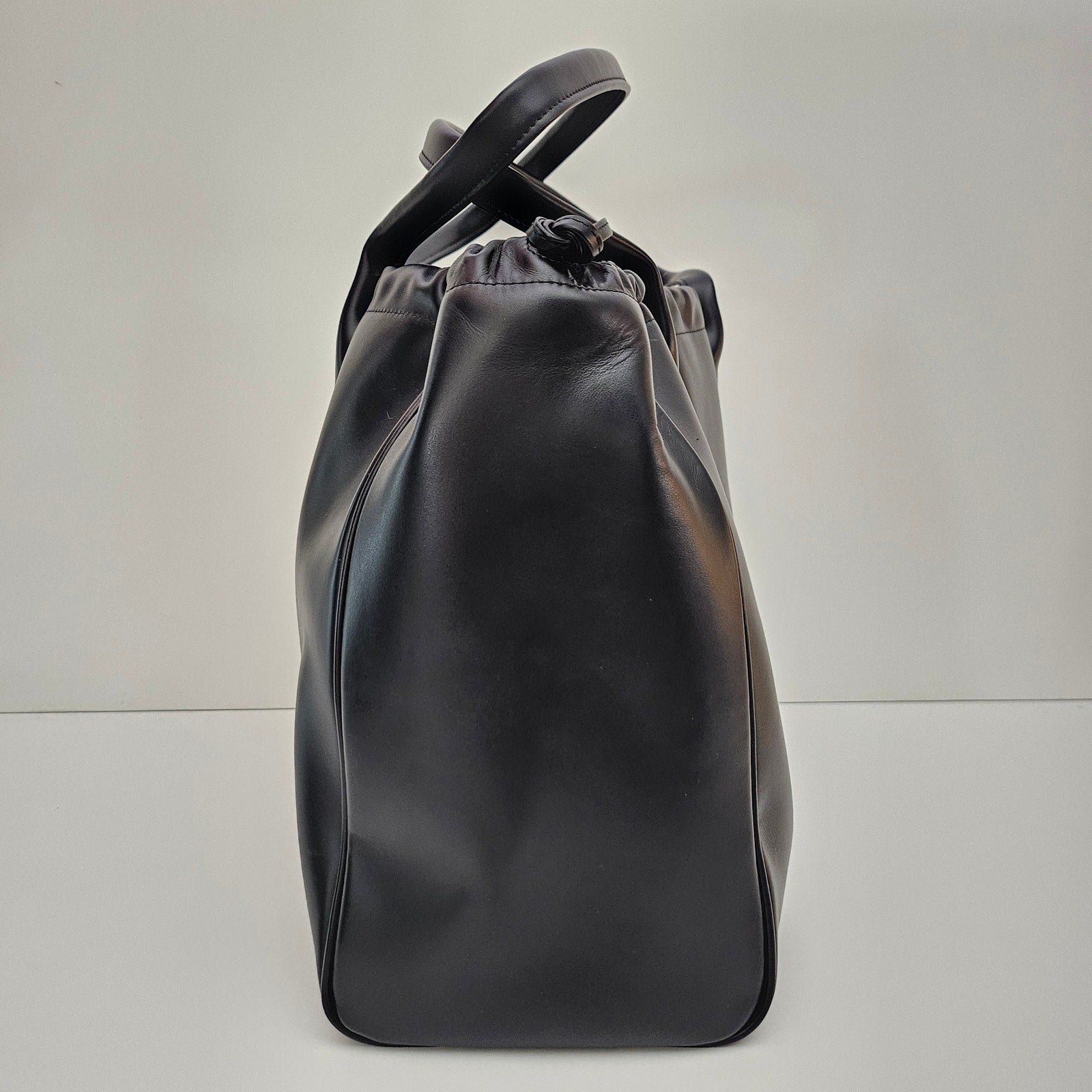Celine Large Cabas Hippo Drawstring Cuir Triomphe Smooth Leather Tote Black