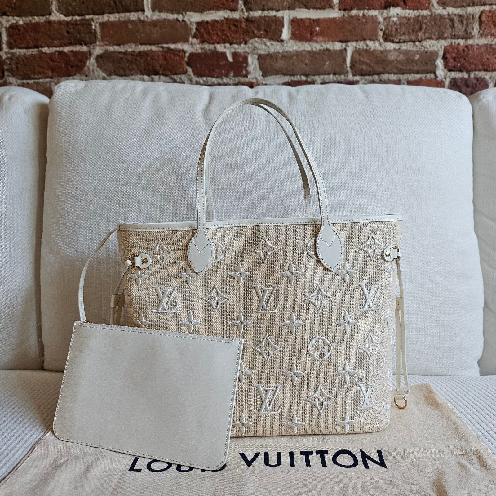 Louis Vuitton By the Pool Embroidered Raffia Monogram Neverfull MM Tote