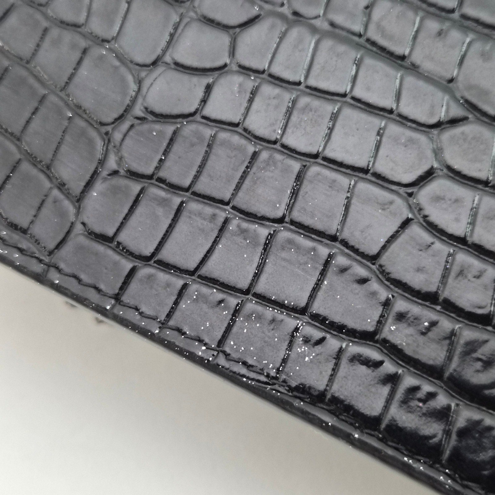 Saint Laurent Crocodile Embossed Kate Monogram Tassel Chain Wallet Black