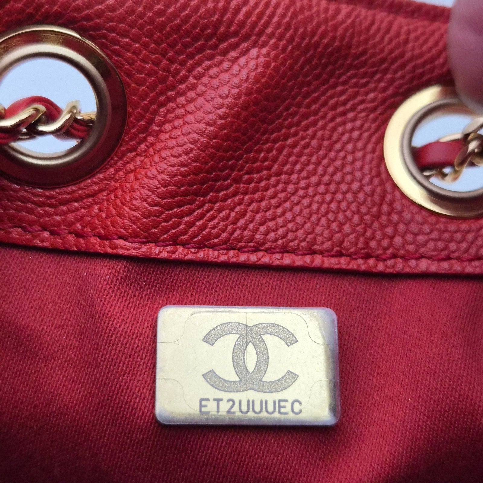 Chanel 25 Mini Red Caviar Shoulder Bag