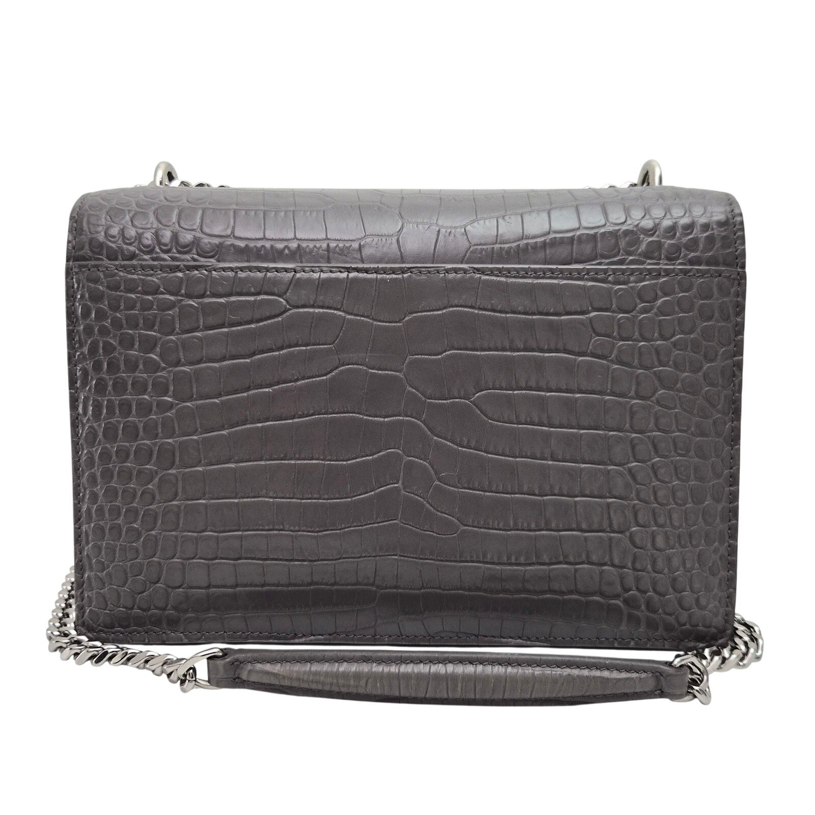 Saint Laurent Medium Croc Gray Sunset Shoulder Bag