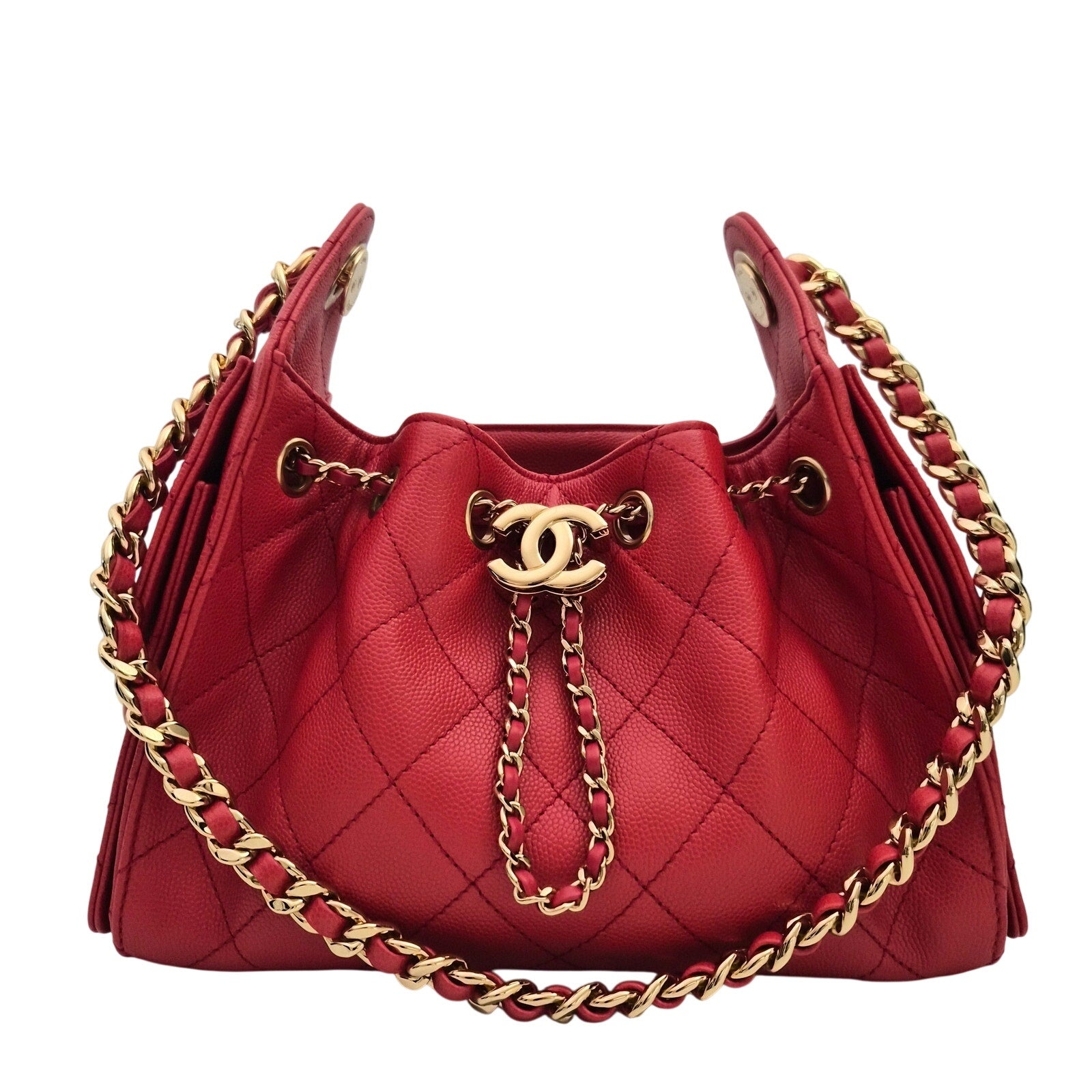 Chanel 25 Mini Red Caviar Shoulder Bag