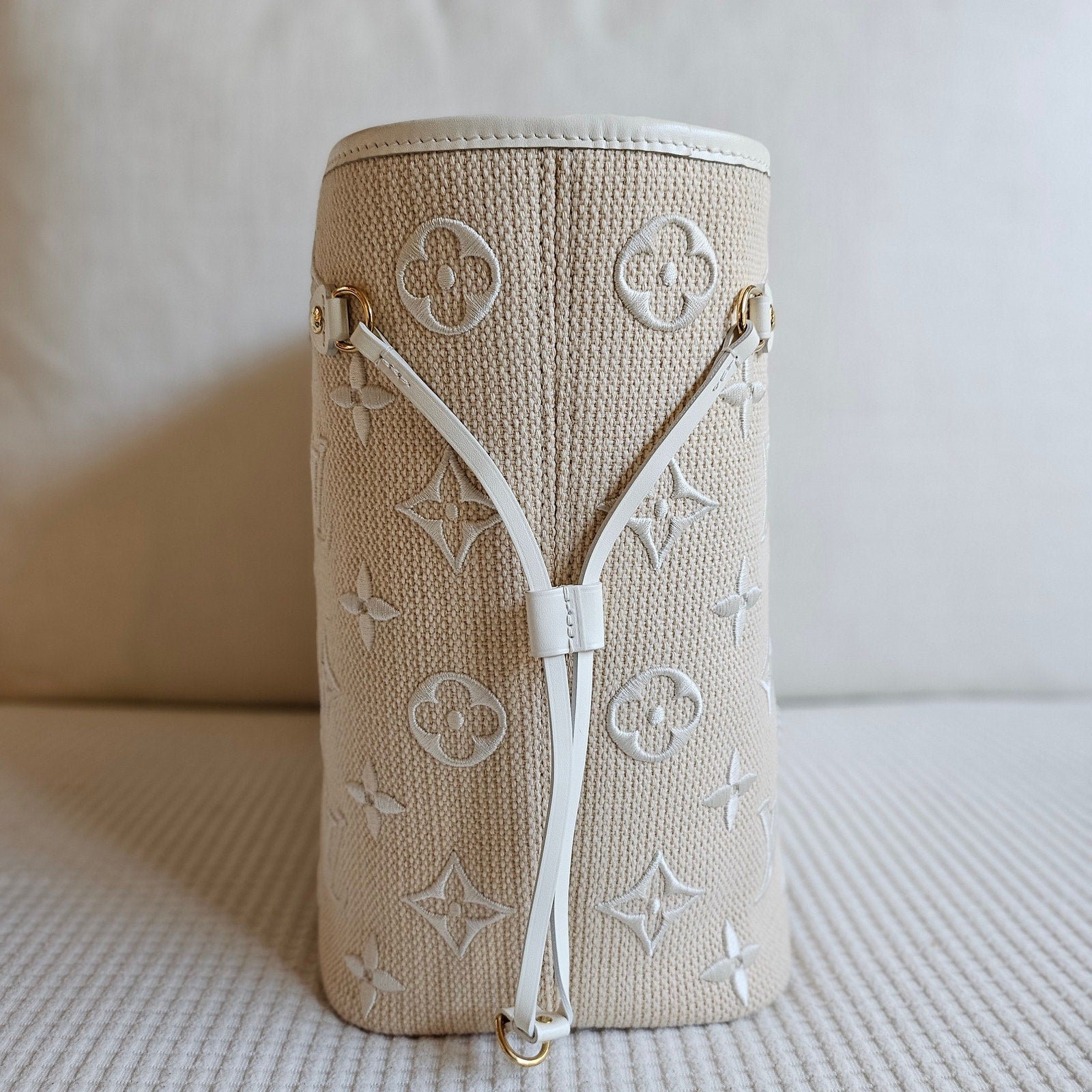 Louis Vuitton By the Pool Embroidered Raffia Monogram Neverfull MM Tote