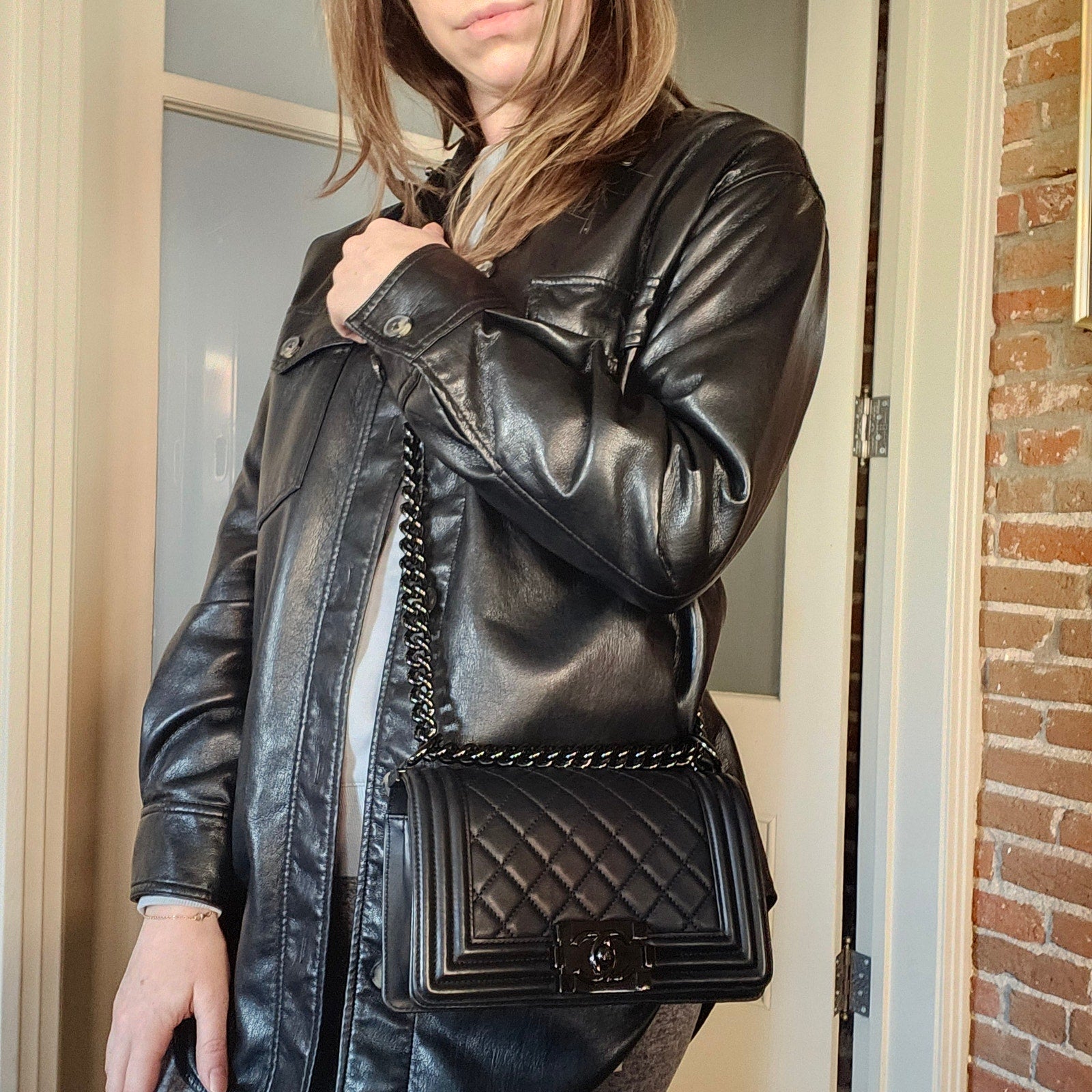 Chanel So Black Small Boy Lambskin Shoulder Bag