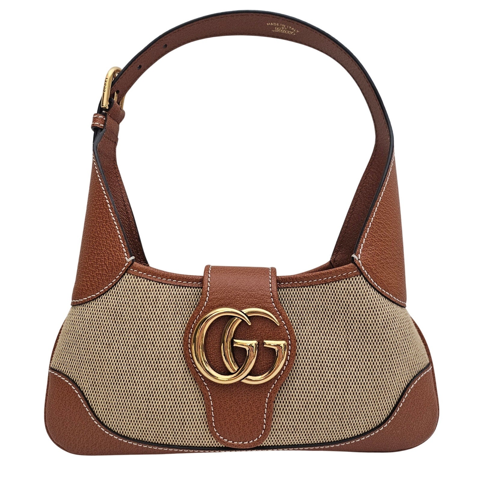 Gucci Aphrodite Small Canvas and Leather Brown Shoulder Bag