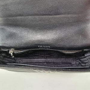 Prada Chain Flap Diagramme Quilted Medium Black Leather Shoulder Bag