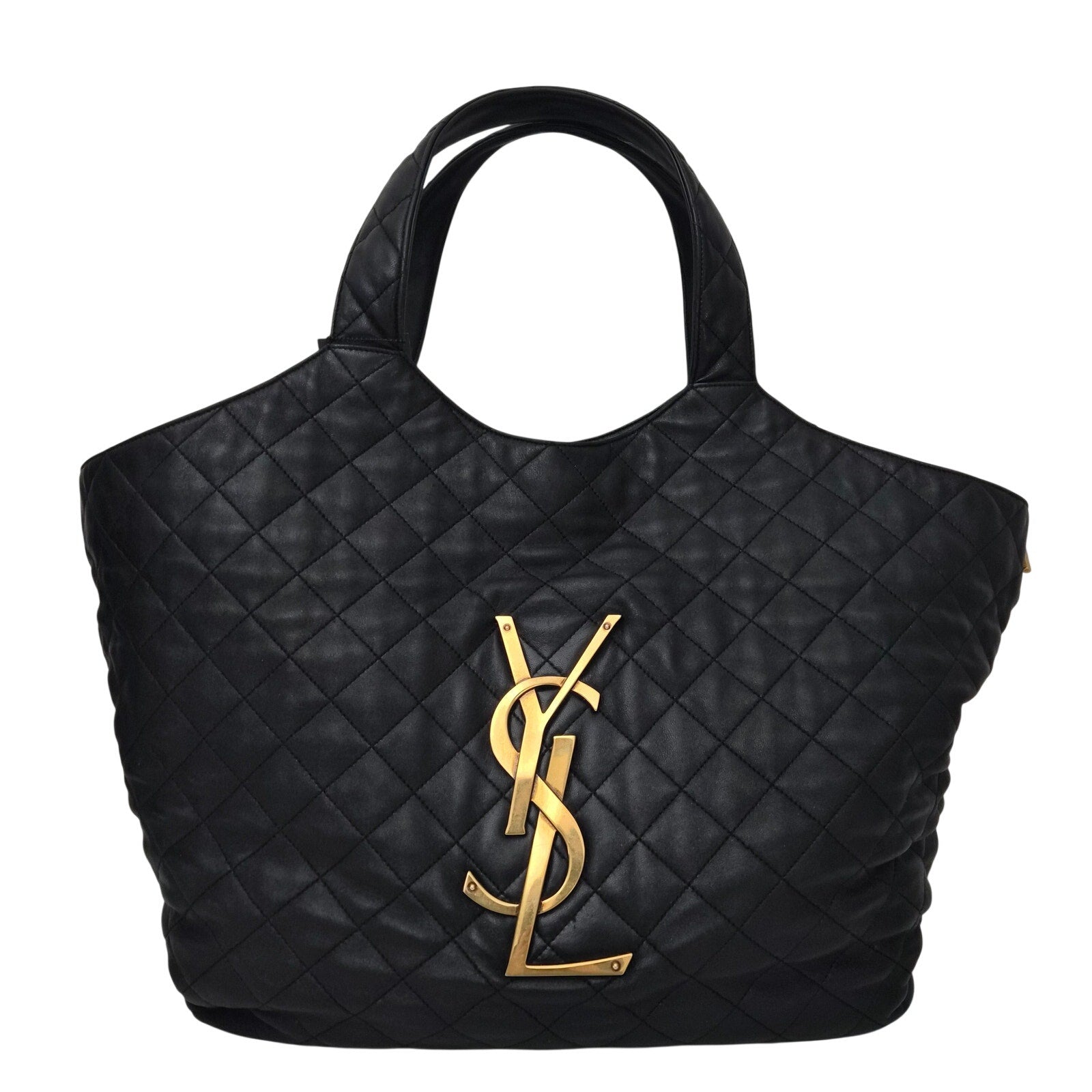 Saint Laurent Icare Maxi Quilted Lambskin Shopping Tote Black
