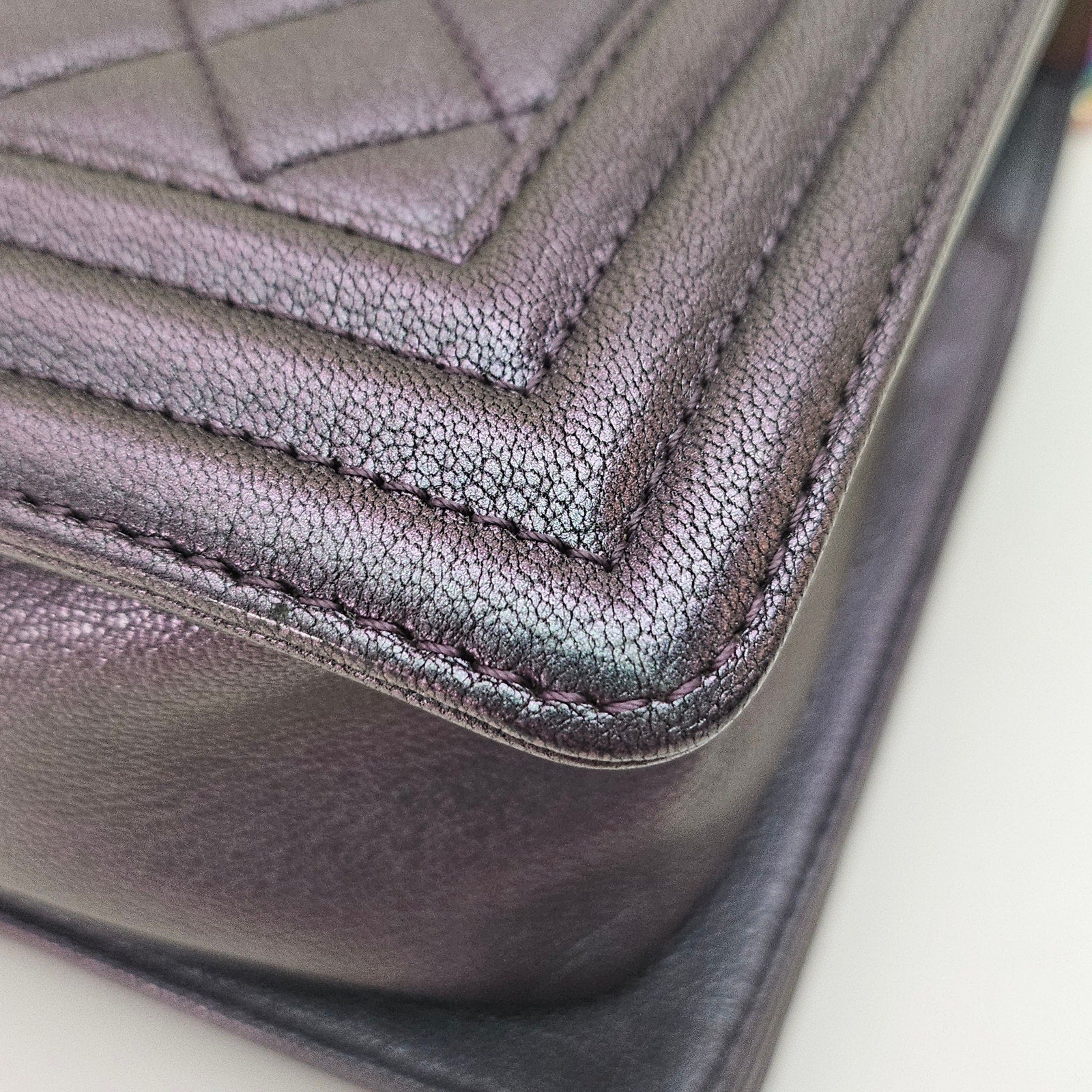 Chanel Mermaid 16C Old Medium Goatskin Boy Bag Purple