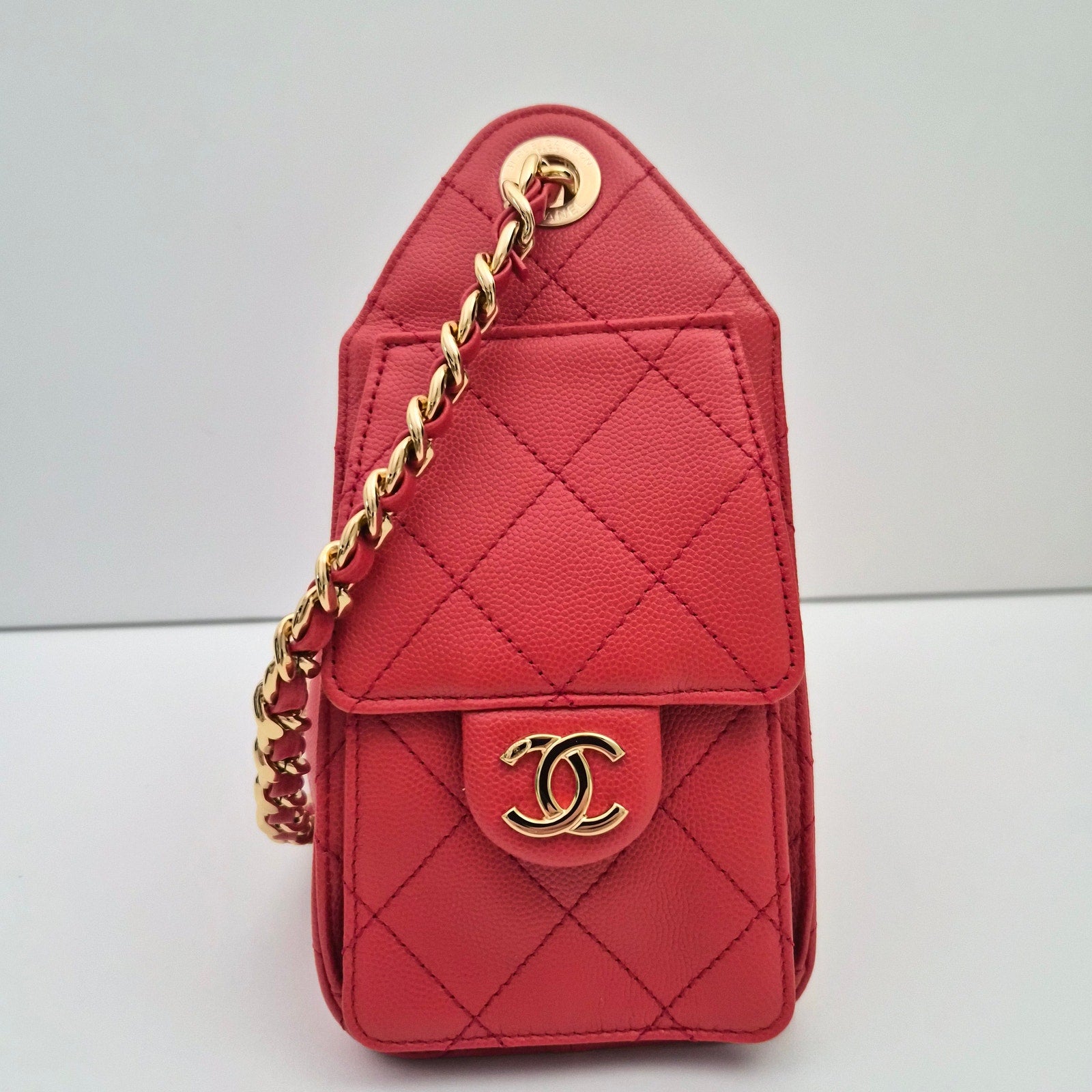 Chanel 25 Mini Red Caviar Shoulder Bag