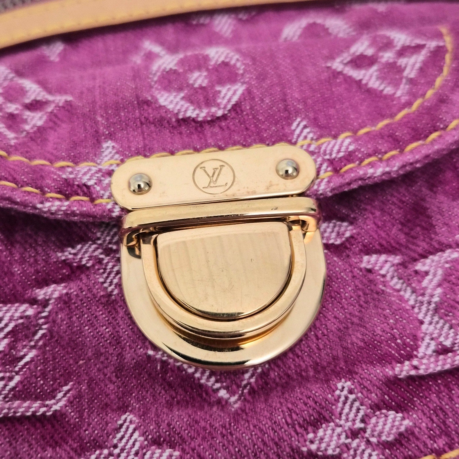 Louis Vuitton Fuchsia Denim Monogram Baggy PM Bag
