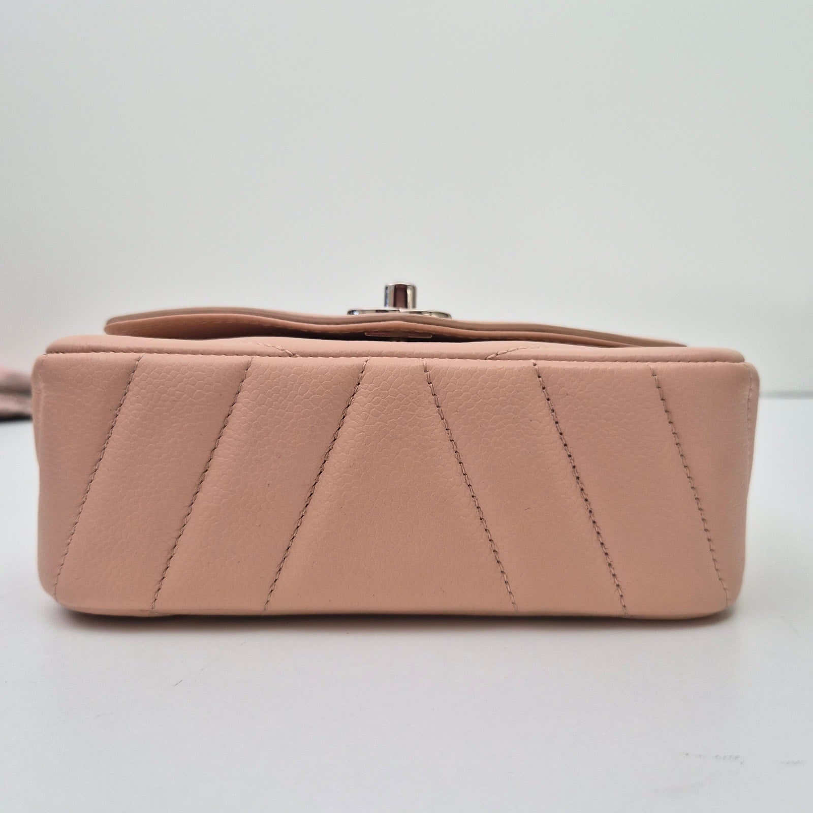 Chanel Caviar Chevron Quilted Small Single Flap Light Pink