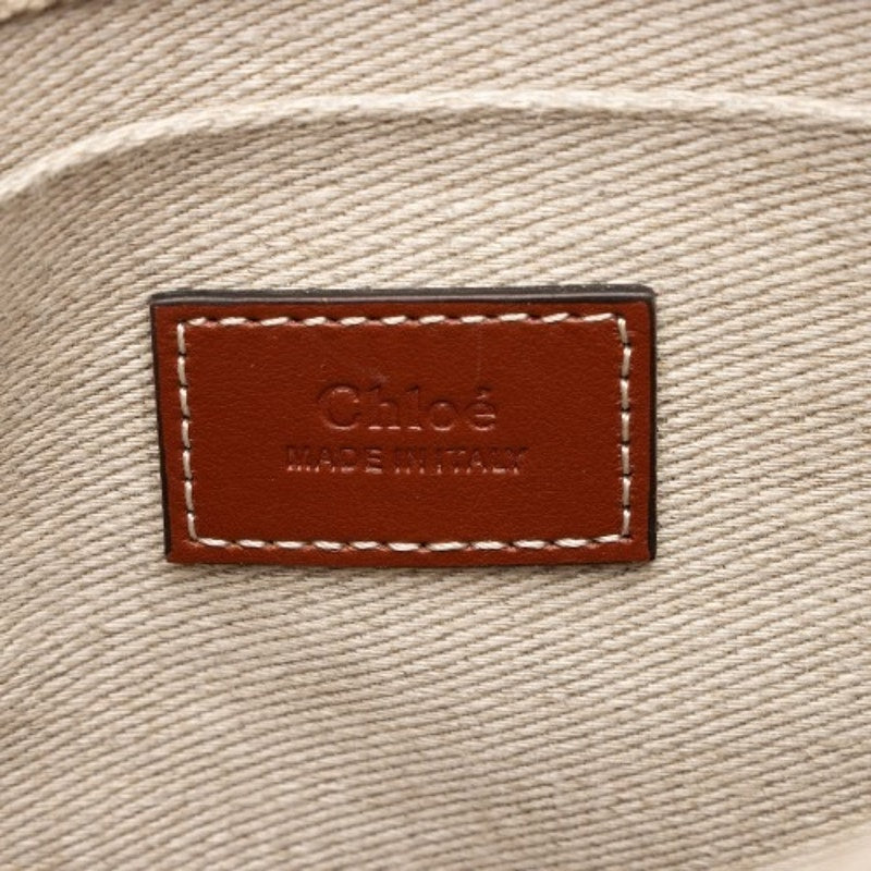 Chloe Small Woody Ribbon Tote With Strap White Brown