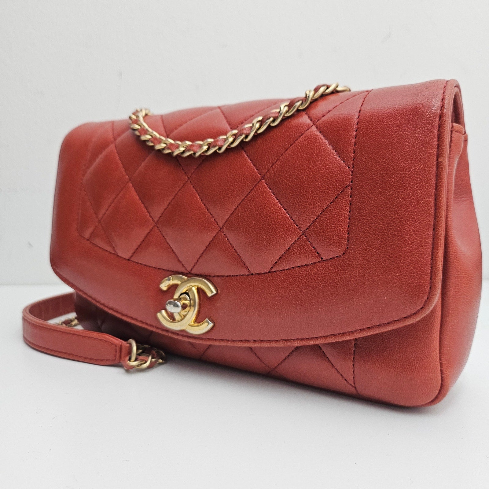 Chanel Small Diana Leather Brown Shoulder Bag