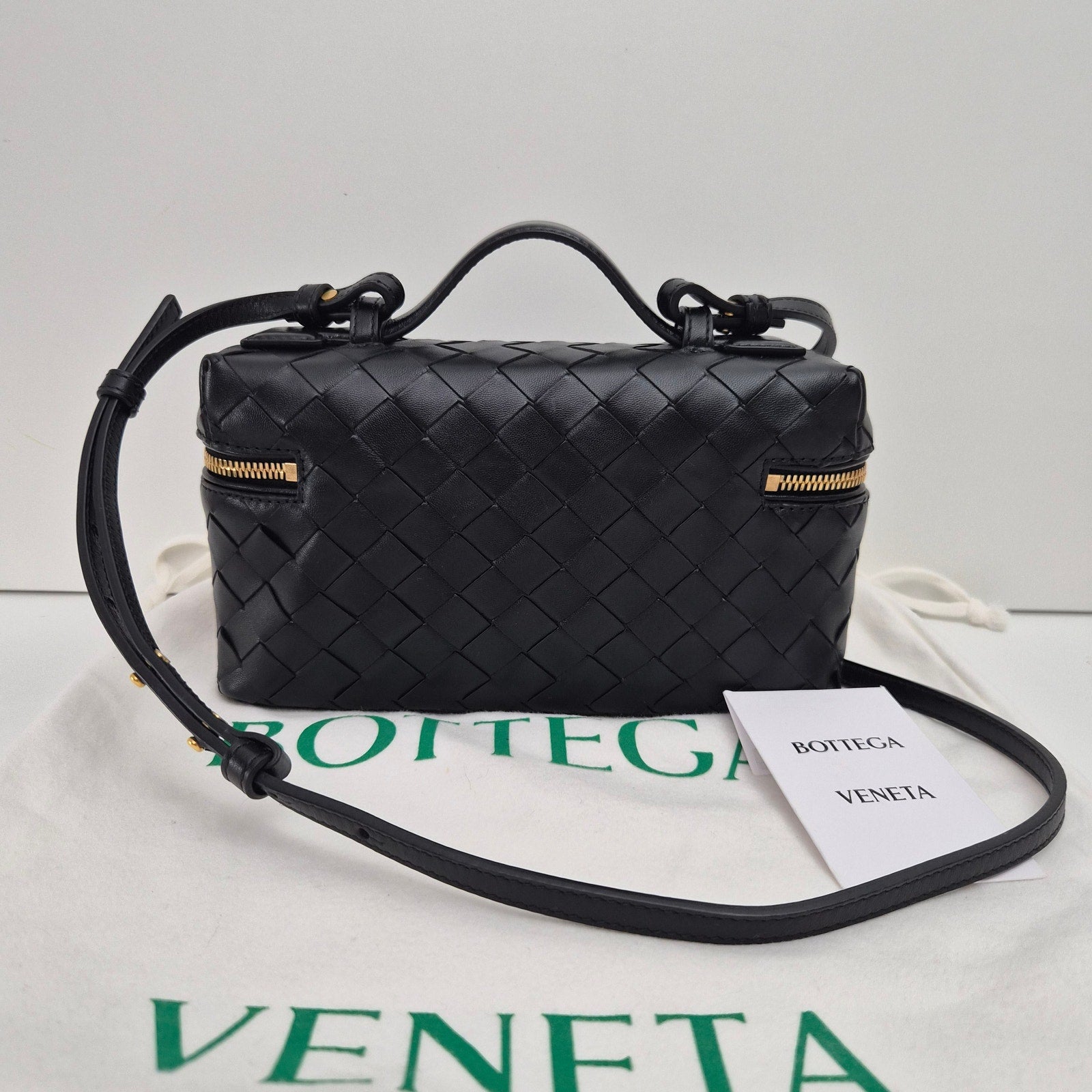 Bottega Veneta Calfskin Intrecciato Bang Bang Vanity Case Black