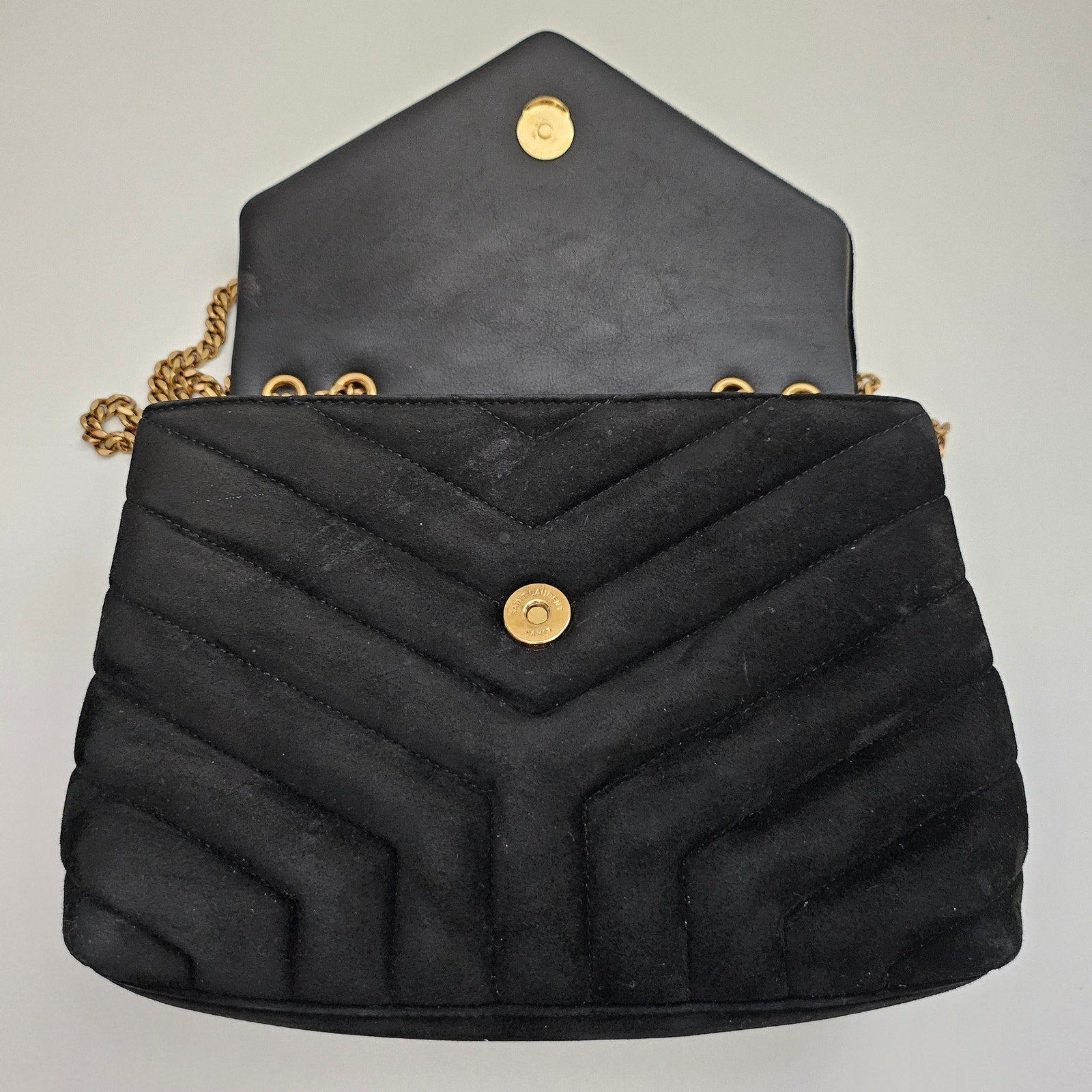 Saint Laurent Small Suede Loulou Shoulder Bag Black