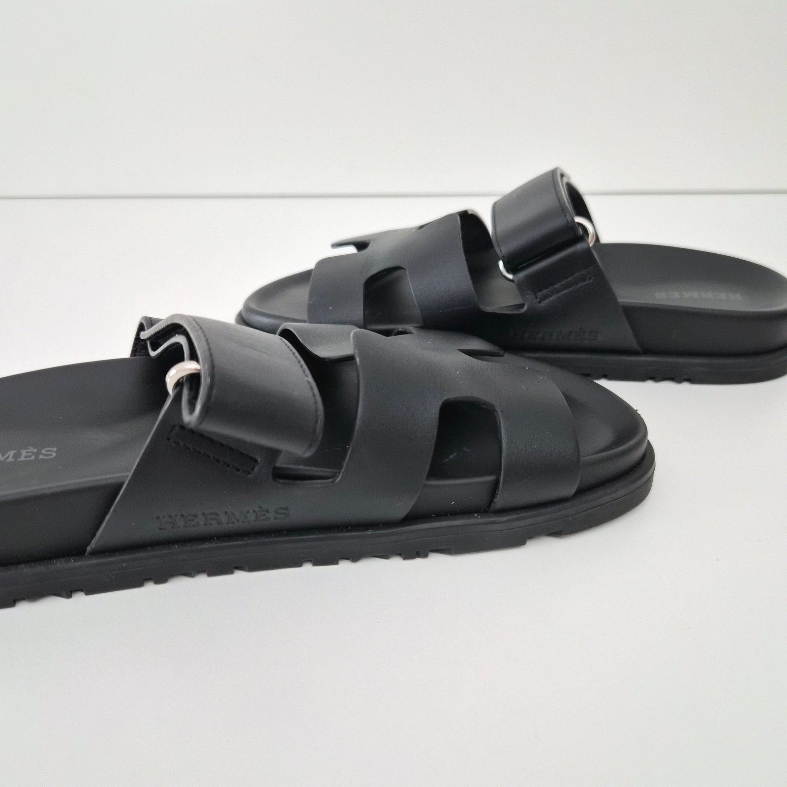Hermès Chypre Sandals Calfskin Black US 6 / EU 36