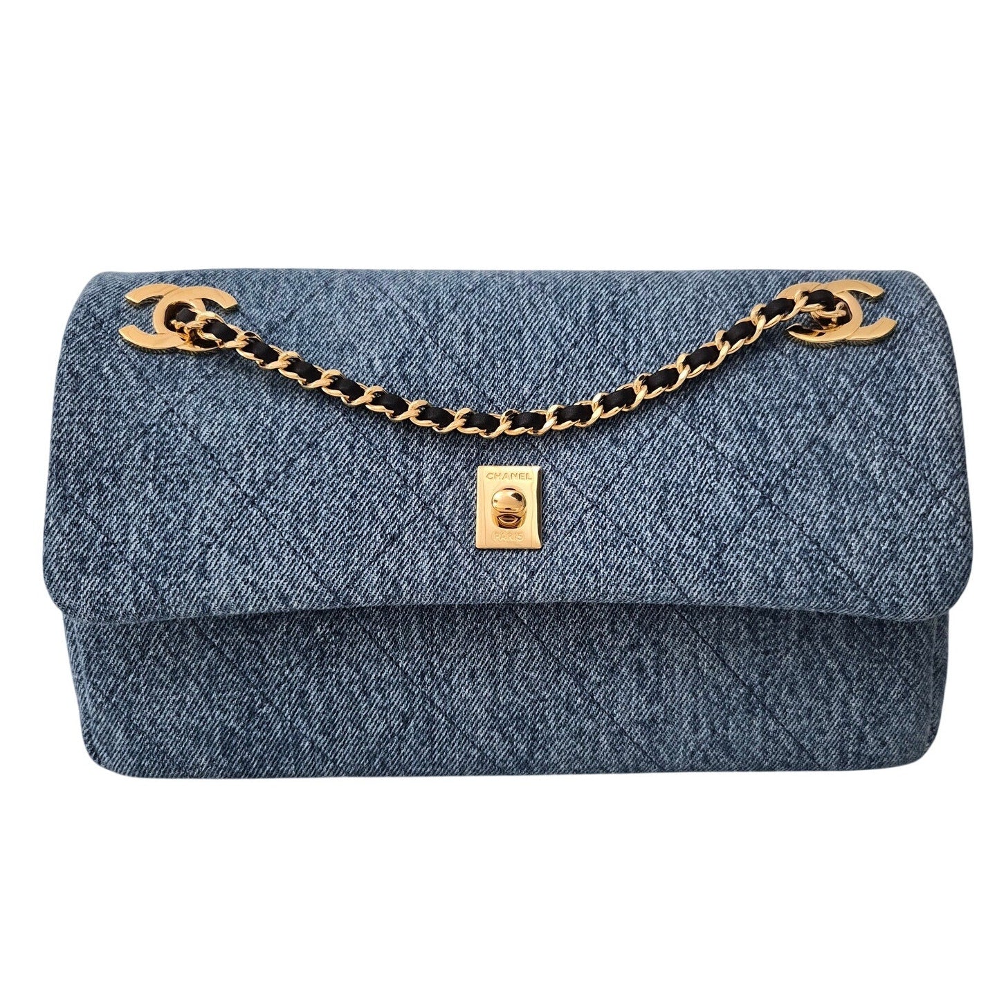 Chanel Denim Quilted Eyes On You Flap Blue
