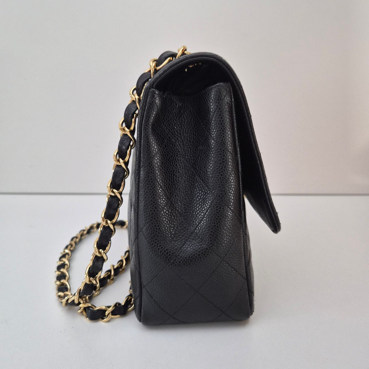 Chanel Caviar Leather Quilted Jumbo Single Flap Black