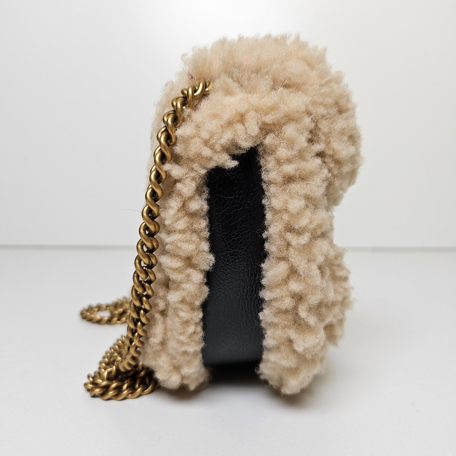 Gucci GG Marmont Shearling Super Mini Flap Bag