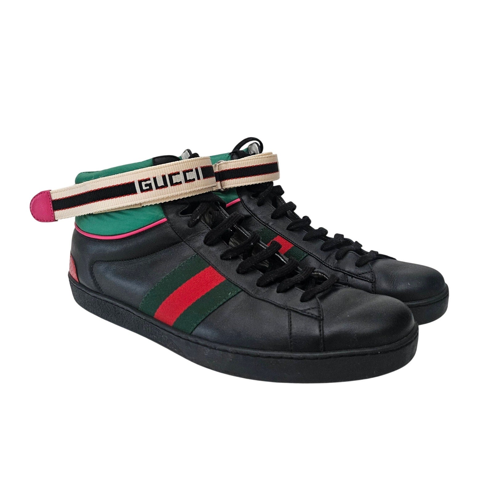 Gucci Men's Ace Hightop Leather Sneakers Black Size 12