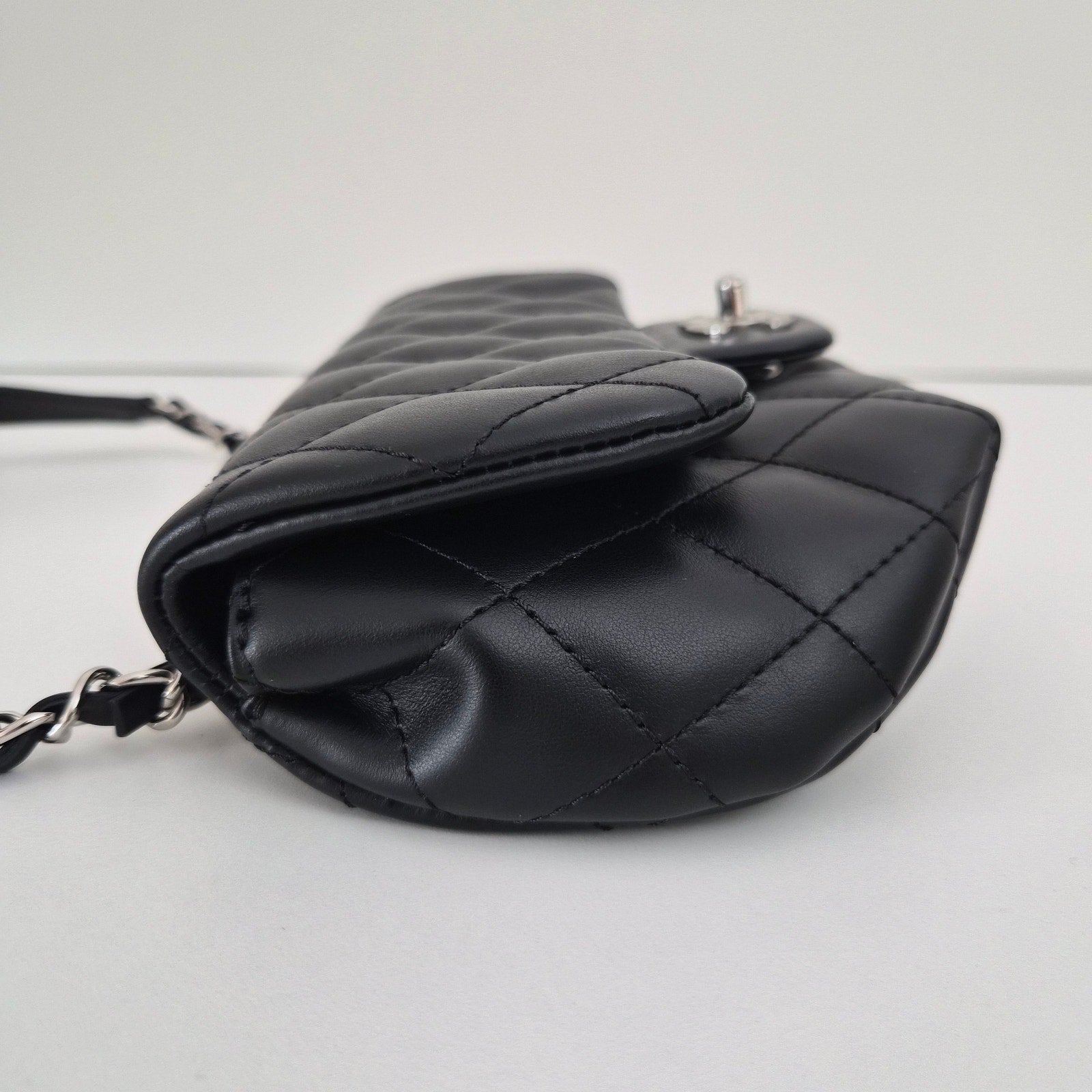 Chanel Quilted Uniform Leather CC Belt Bum Bag Black