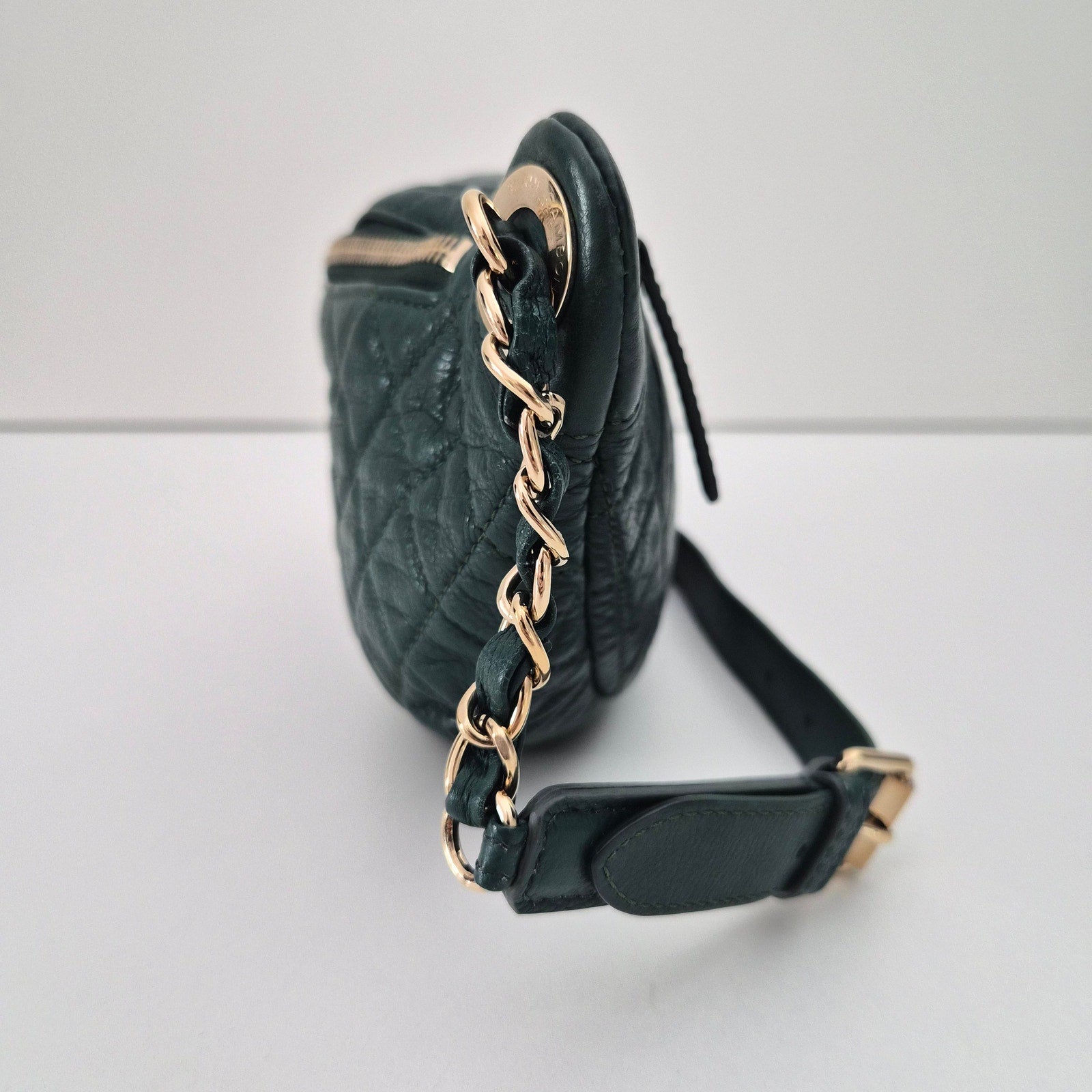 Chanel Calfskin Quilted Banane Waist Bag Fanny Pack Green