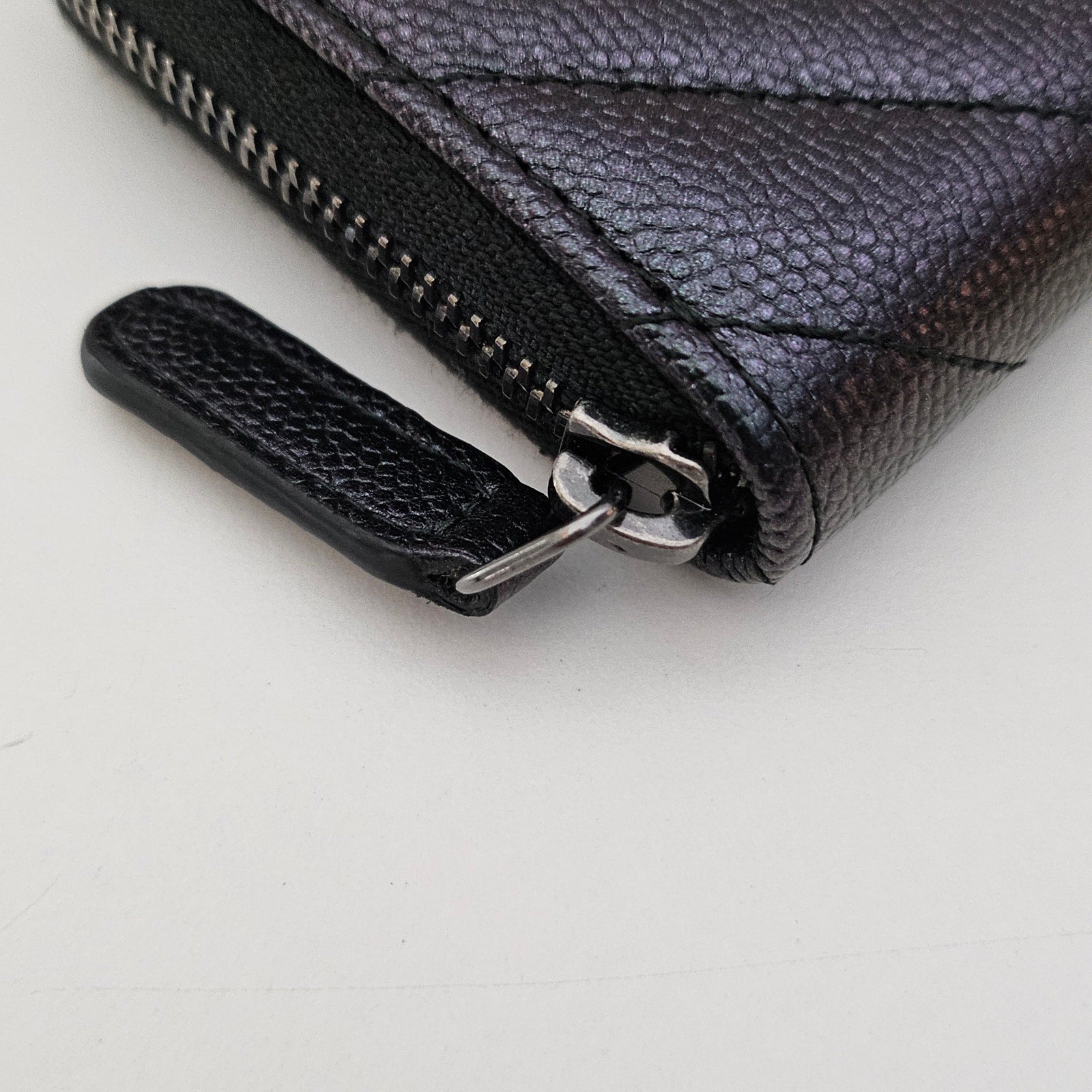 Chanel Chevron 17b Iridescent Caviar Leather Black