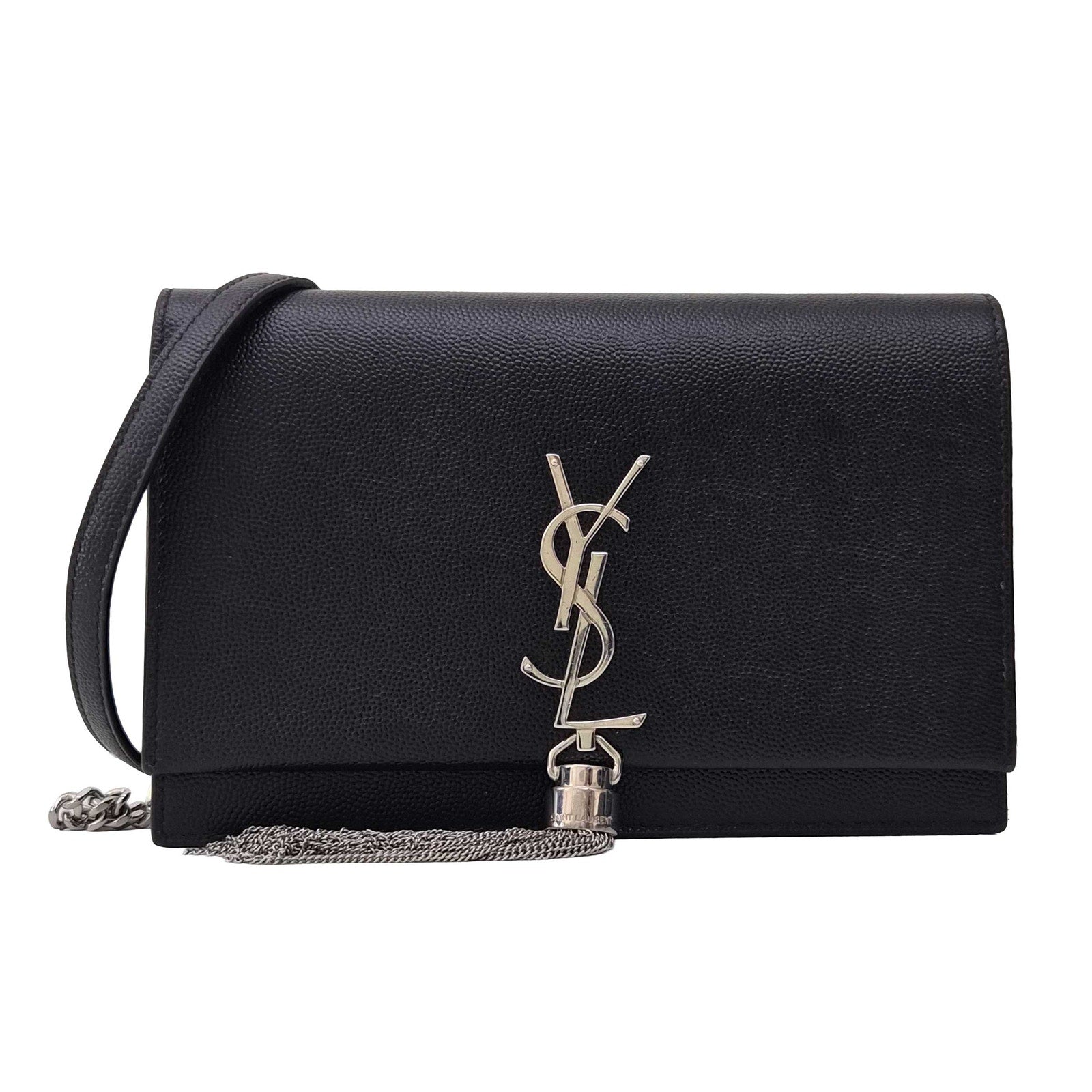 Saint Laurent Kate Monogram Tassel Chain Wallet Black