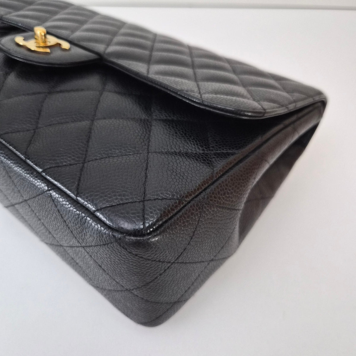 Chanel Caviar Leather Quilted Jumbo Single Flap Black