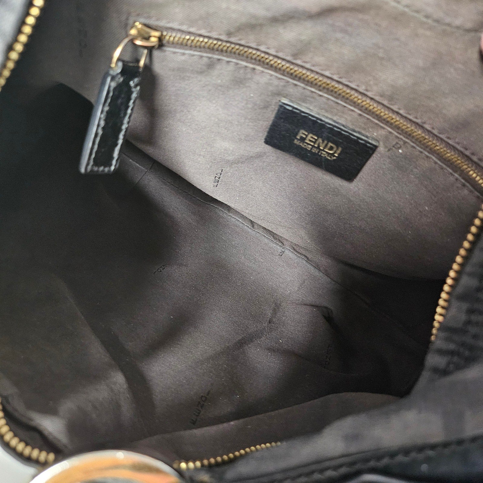 Fendi Black Zucca Canvas and Patent Leather Chef Chain Hobo