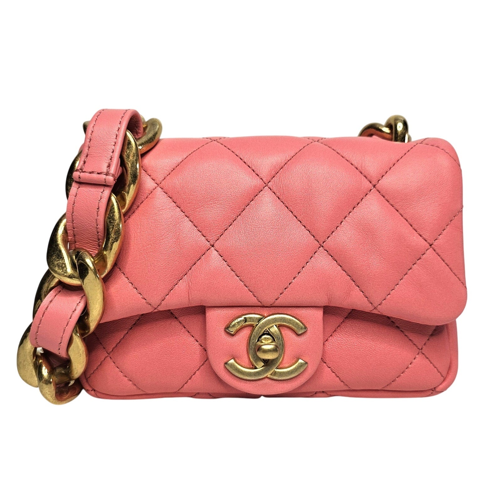 Chanel Pink Lambskin Funky Town Shoulder Bag with Gold Hardware