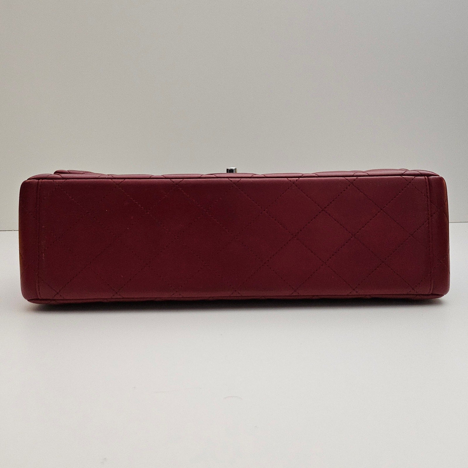 Chanel Burgundy Red Maxi Lambskin Classic Flap Bag