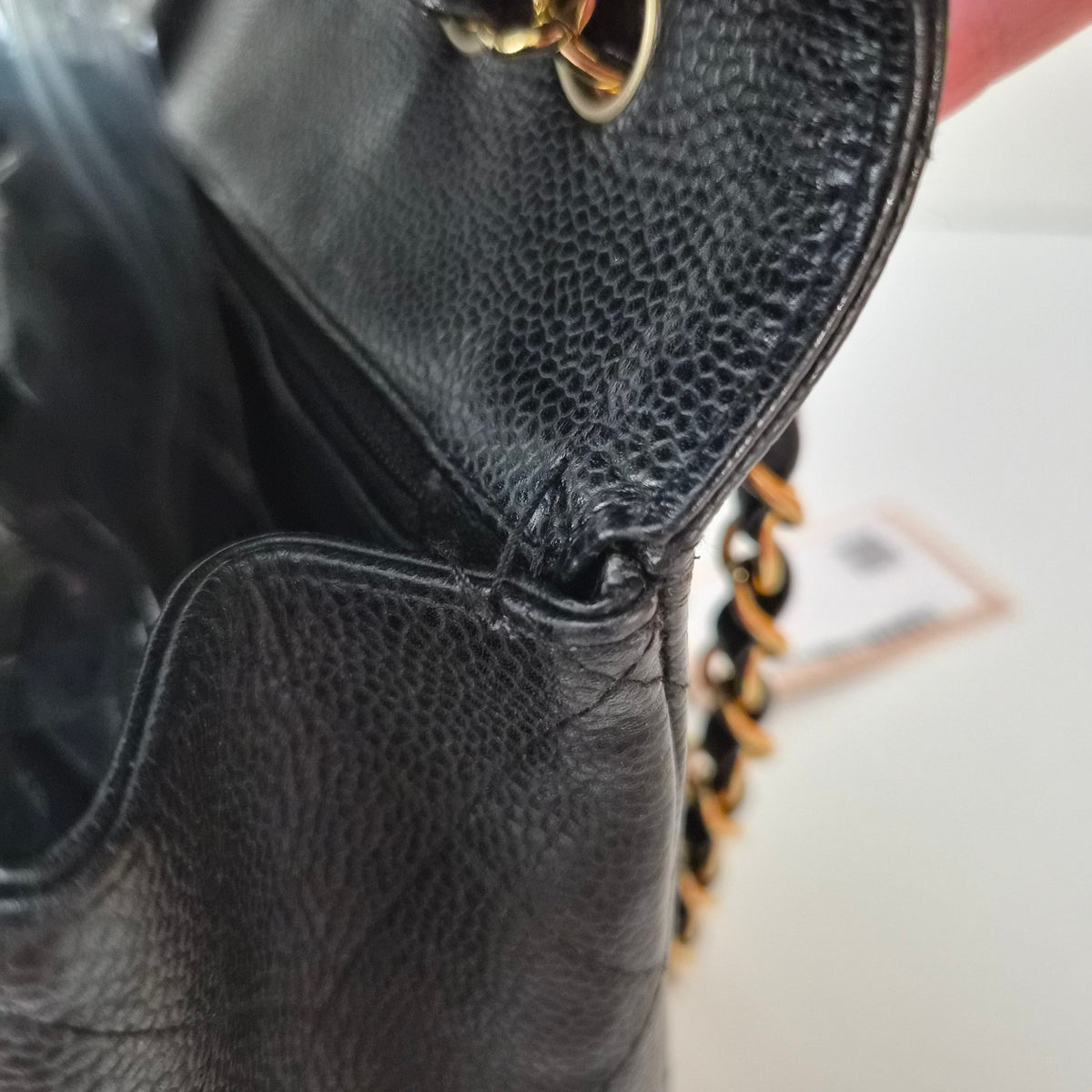 Chanel Caviar Leather Quilted Jumbo Single Flap Black