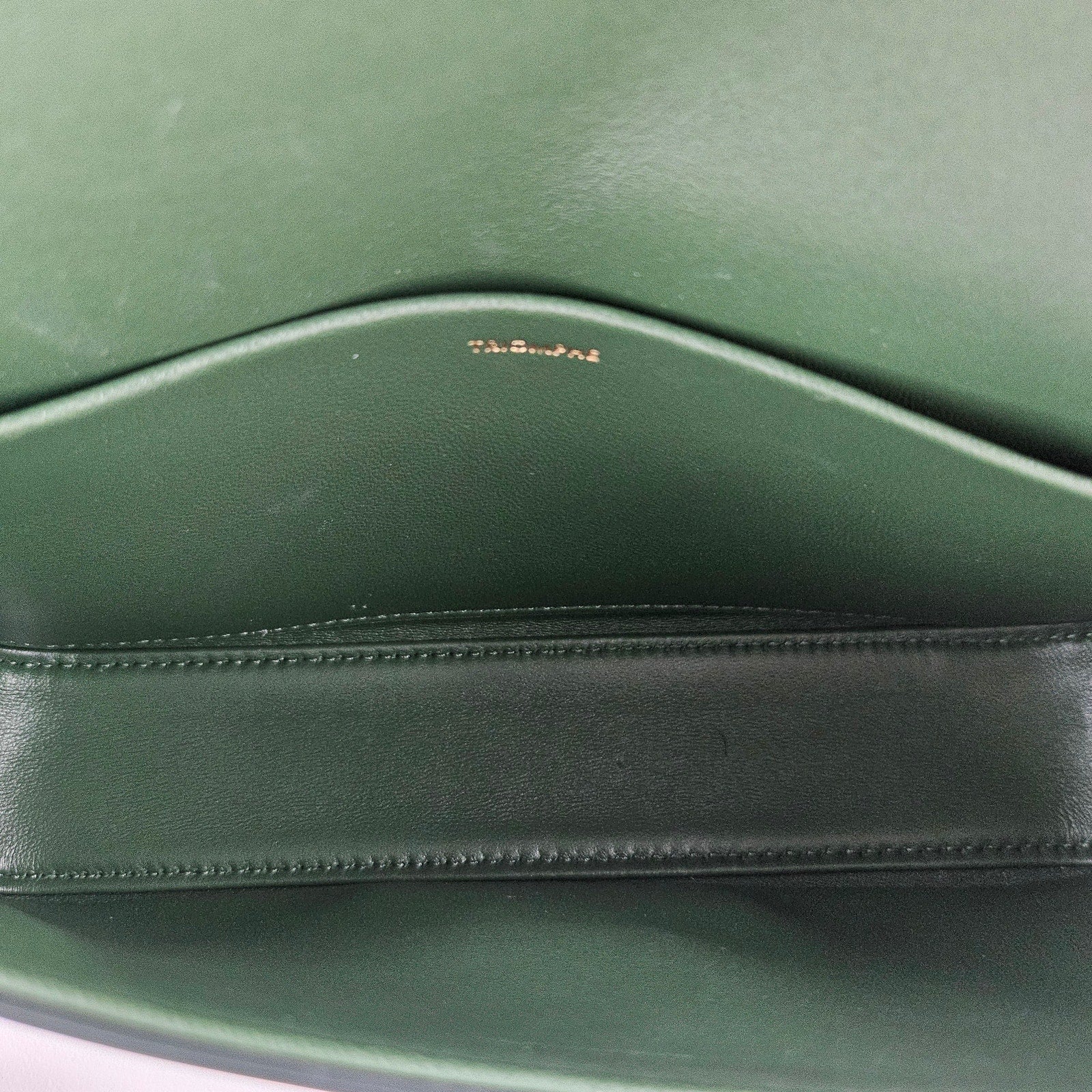 Celine Shiny Calfskin Triomphe Forest Green Shoulder Bag