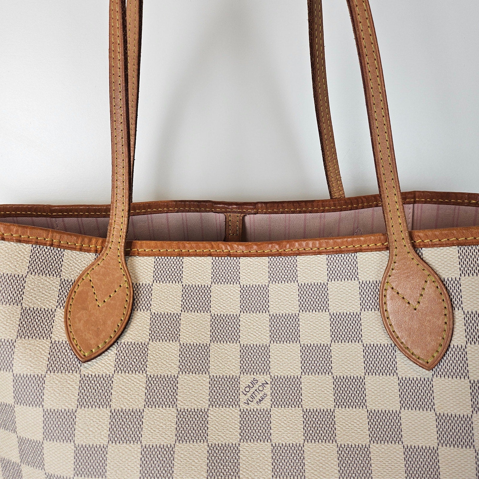 Louis Vuitton Damier Azur Neverfull MM Pink Ballerine Tote