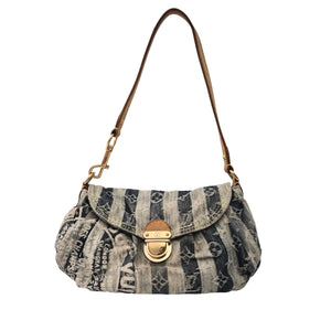 Louis Vuitton Blue Denim Raye Mini Pleaty Shoulder Bag