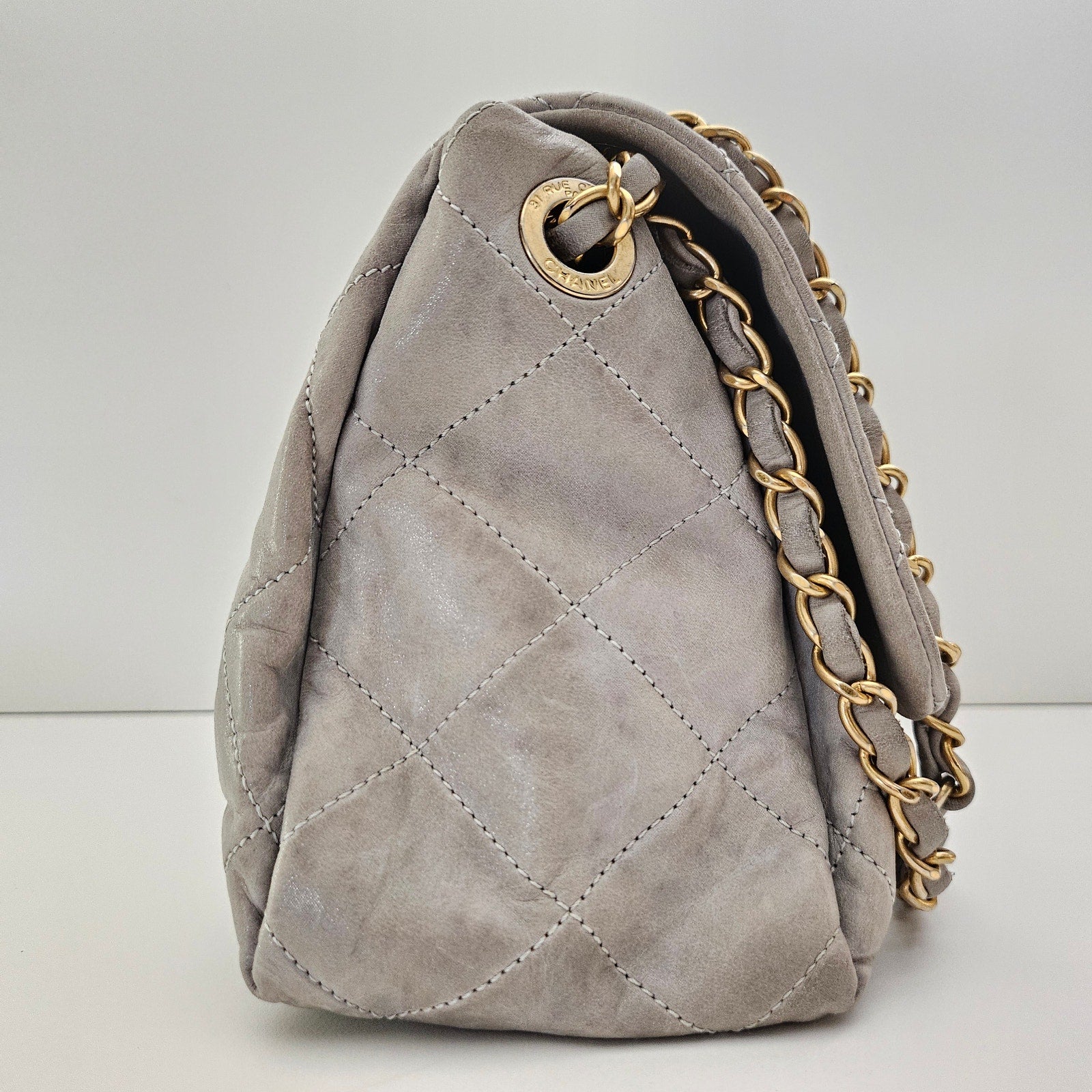 Chanel Grey Calfskin Chic Accordion Small Flap Bag