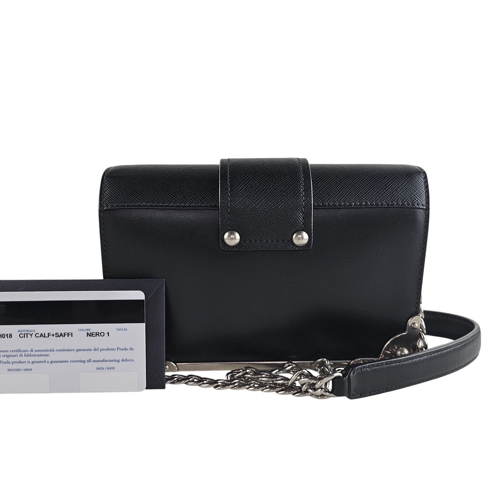 Prada Black Small Astrology Cahier Silver Hardware Leather Crossbody Bag